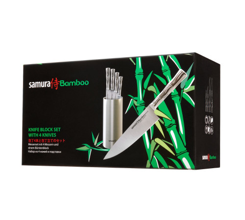 SBA-05 Набор из 4 ножей и металлической подставки "Samura Bamboo" (10, 23, 45, 85, KBM-100)