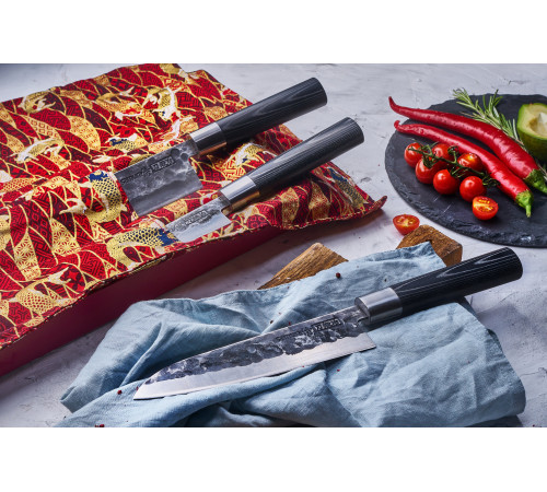 SBL-0095 Сантоку 182 мм "Samura Blacksmith", AUS-8 Hammered, микарта