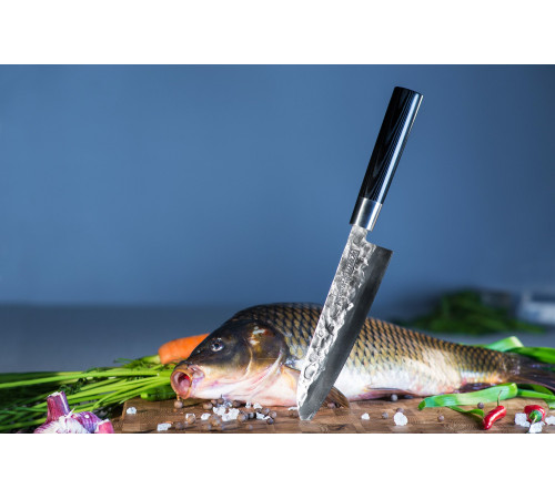 SBL-0095 Сантоку 182 мм "Samura Blacksmith", AUS-8 Hammered, микарта