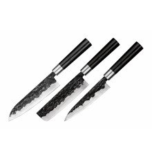 SBL-0220 Набор из 3 ножей "Samura Blacksmith" (23, 43, 95), AUS-8 Hammered, микарта