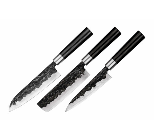 SBL-0220 Набор из 3 ножей "Samura Blacksmith" (23, 43, 95), AUS-8 Hammered, микарта
