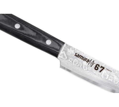 SD67-0046MT Нож кухонный "Samura 67" для нарезки, слайсер Tanto 230 мм, дамаск 67 слоев, микарта