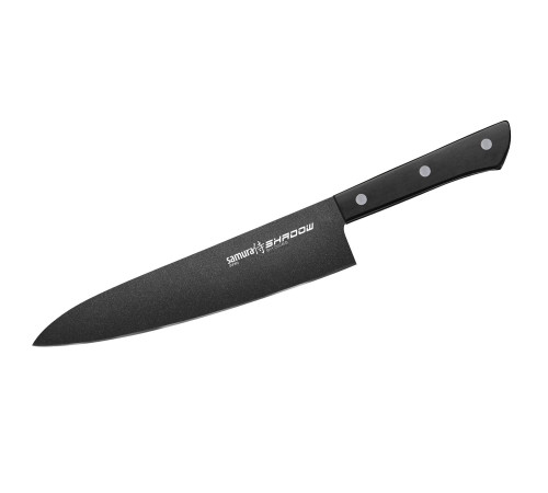 SH-0085 Шеф нож 208 мм "Samura Shadow", AUS-8 с покрыт. Black-coating, ABS-пластик