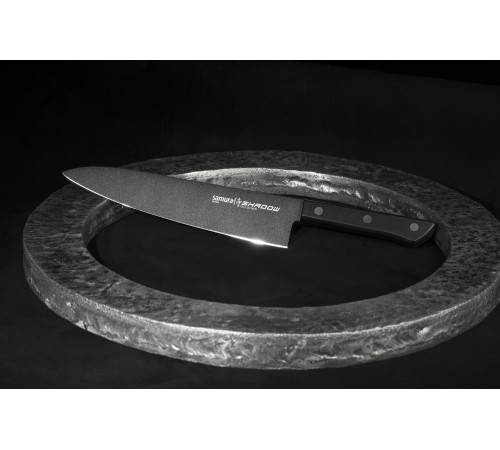 SH-0085 Шеф нож 208 мм "Samura Shadow", AUS-8 с покрыт. Black-coating, ABS-пластик