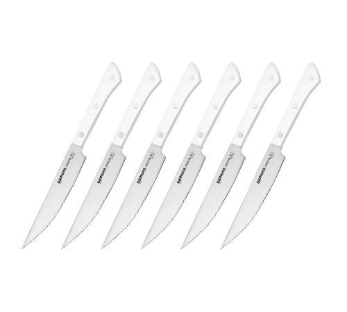 SHR-0260W Набор стейковых ножей 6 в 1 "Samura Harakiri",  AUS-8, ABS-пластик, белая рукоять