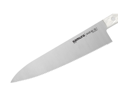 SHR-0086AW Шеф нож серрейтор 208 мм "Samura Harakiri", AUS-8, белый акрил