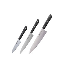 SHR-0220B Набор из 3 ножей "Samura Harakiri" (11, 23, 85), AUS-8, ABS-пластик, черная рукоять