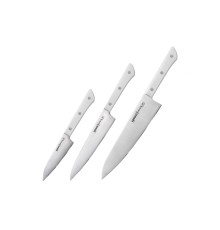 SHR-0220W Набор из 3 ножей "Samura Harakiri" (11, 23, 85),  AUS-8, ABS-пластик, белая рукоять