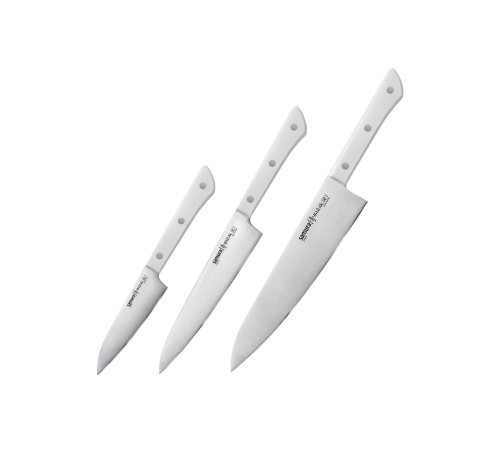 SHR-0220W Набор из 3 ножей "Samura Harakiri" (11, 23, 85),  AUS-8, ABS-пластик, белая рукоять