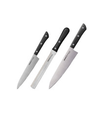 SHR-0230B Набор из 3 ножей "Samura Harakiri" (23, 57, 85), AUS-8, ABS-пластик, черная рукоять