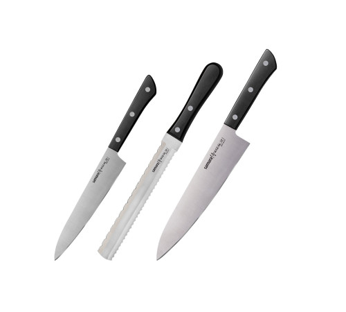 SHR-0230B Набор из 3 ножей "Samura Harakiri" (23, 57, 85), AUS-8, ABS-пластик, черная рукоять