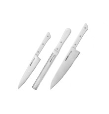 SHR-0230W Набор из 3 ножей "Samura Harakiri" (23, 57, 85),  AUS-8, ABS-пластик, белая рукоять