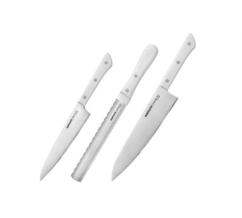 SHR-0230W Набор из 3 ножей "Samura Harakiri" (23, 57, 85),  AUS-8, ABS-пластик, белая рукоять