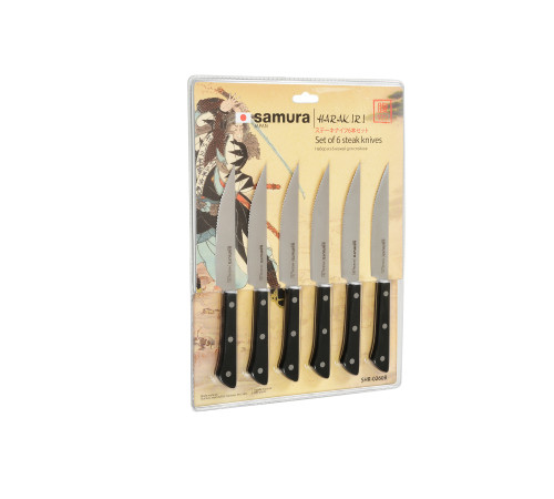 SHR-0260B Набор стейковых ножей 6 в 1 "Samura Harakiri",  AUS-8, ABS-пластик, черная рукоять