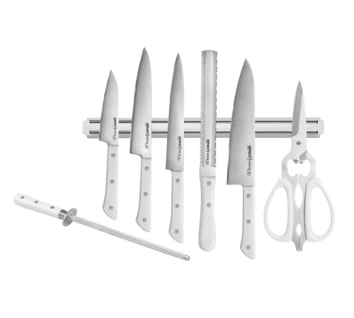SHR-0280W Набор 8 в 1 "Super Set" "Samura Harakiri" (11, 23, 45, 57, 85, мусат, ножницы, магн.держ.), белая рукоять