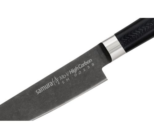 SM-0023B Универсальный нож 150 мм "Samura Mo-V Stonewash", AUS-8 с галтовкой, G-10