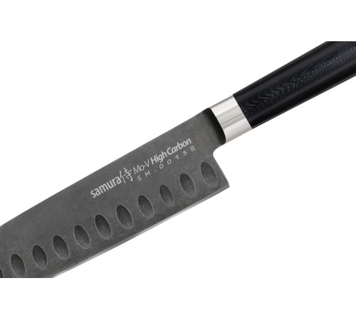 SM-0093B Сантоку малый 138 мм "Samura Mo-V Stonewash", AUS-8 с галтовкой, G-10
