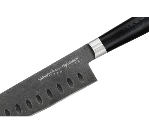 SM-0094B Сантоку 180 мм "Samura Mo-V Stonewash", AUS-8 с галтовкой, G-10