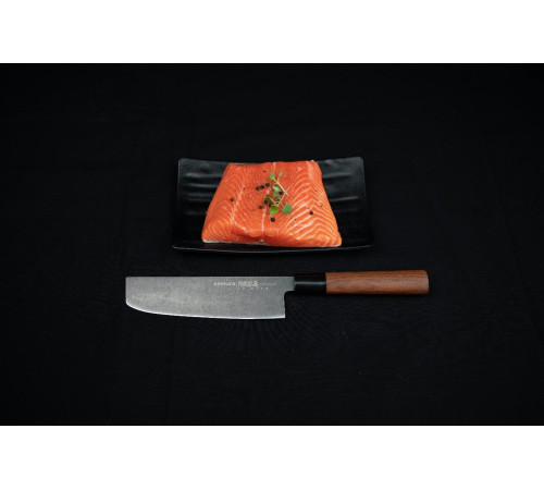 SO-0174B Накири 172 мм "Samura Okinawa Stonewash", AUS-8 с галтовкой, дерево