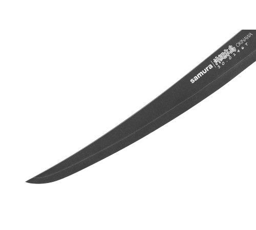 SO-0146BT Слайсер, нож для нарезки "tanto" 230 мм "Samura Okinawa Stonewash", AUS-8 с галтовкой, дерево
